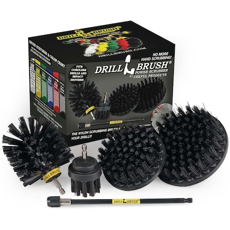 Drill Brush Power Scrubber By Useful Products 5 in W 7 in L Brush, Black K-S-542O-7X-QC-DB